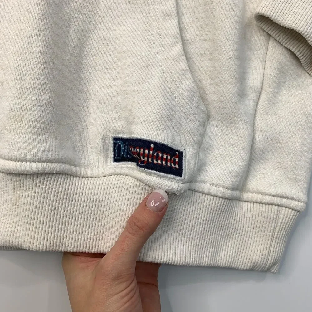 Disney USA Flag Sweater Mens S Small Cream Quarter Zip Patriotic Mickey Mouse